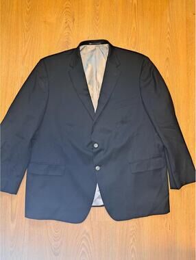 Hart Schaffner Marx Blazer 52R Black Wool Silver Buttons